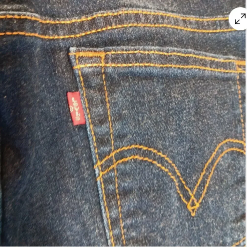 Levis 505 Straight Leg Jeans Womens 8S Dark Wash Blue Denim Stretch 8S Short‎